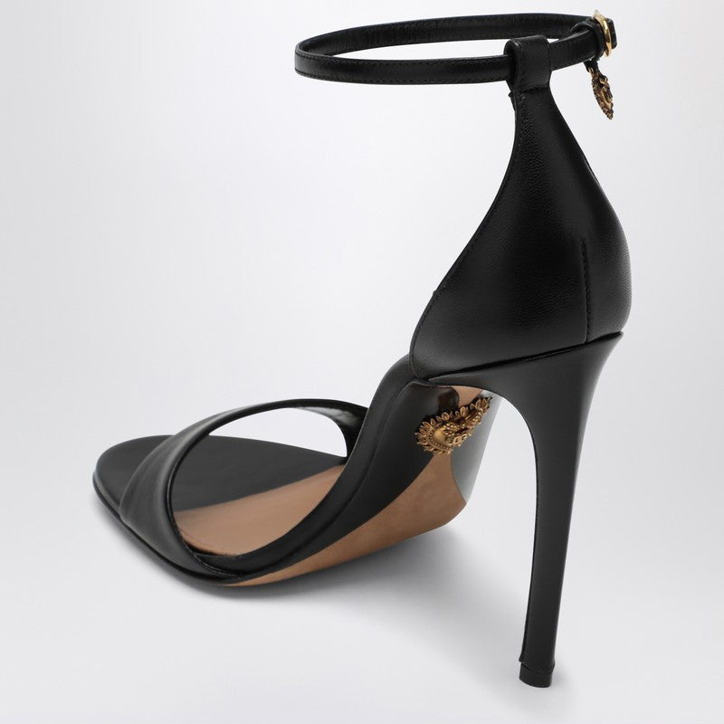 Dolce & Gabbana Black Patent Leather Devotion Sandals with Ankle Strap Black