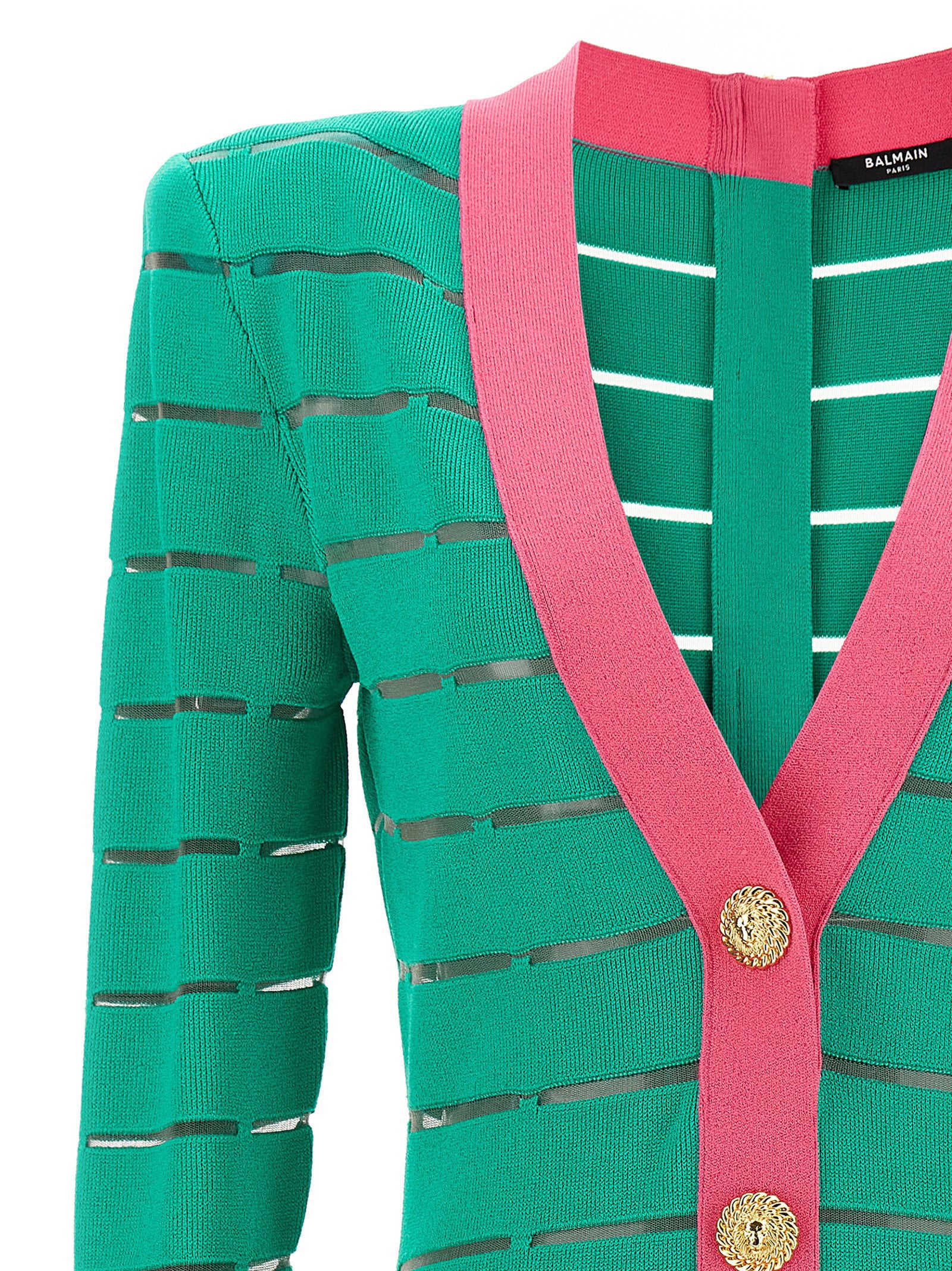 Balmain Two-tone Knit Dress Green