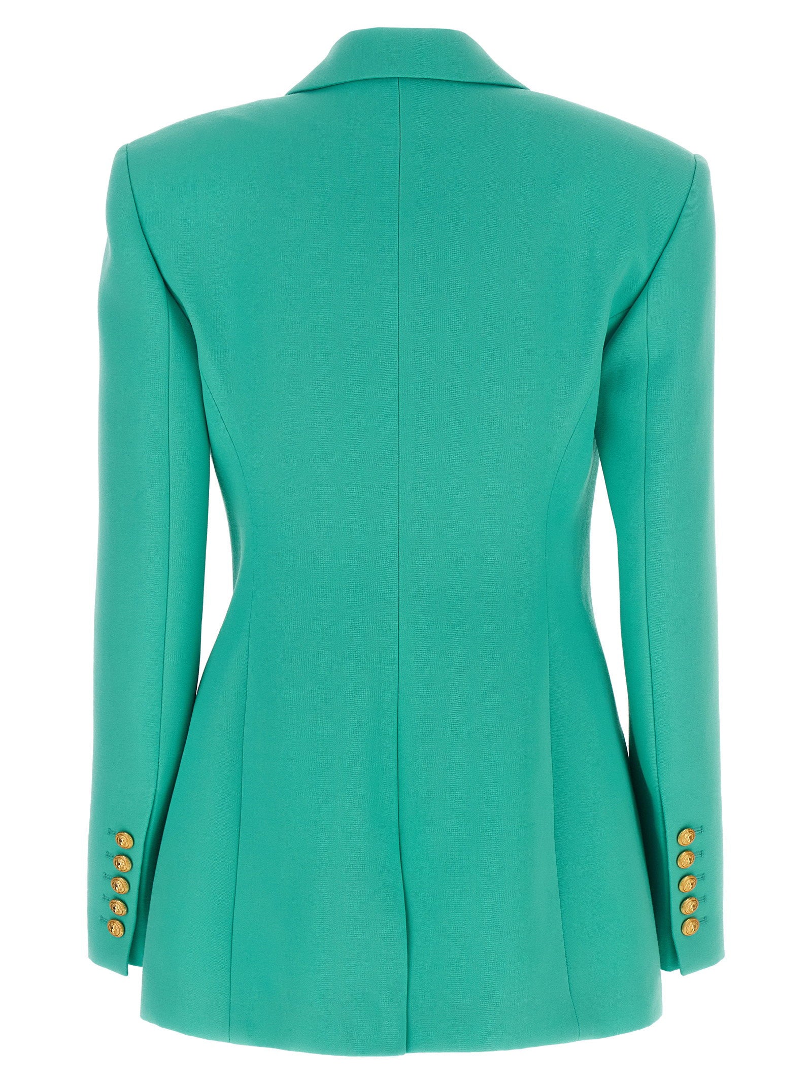 Balmain Logo Button Double-breasted Blazer Light blue