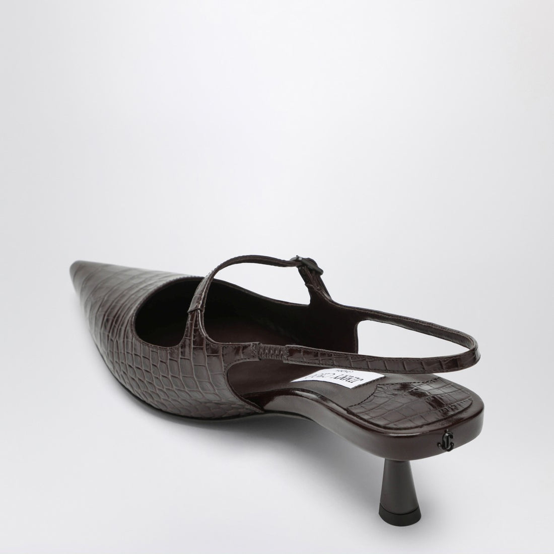 Jimmy Choo Didi 45 Crocodile-Effect Leather Slingback Pumps Beige