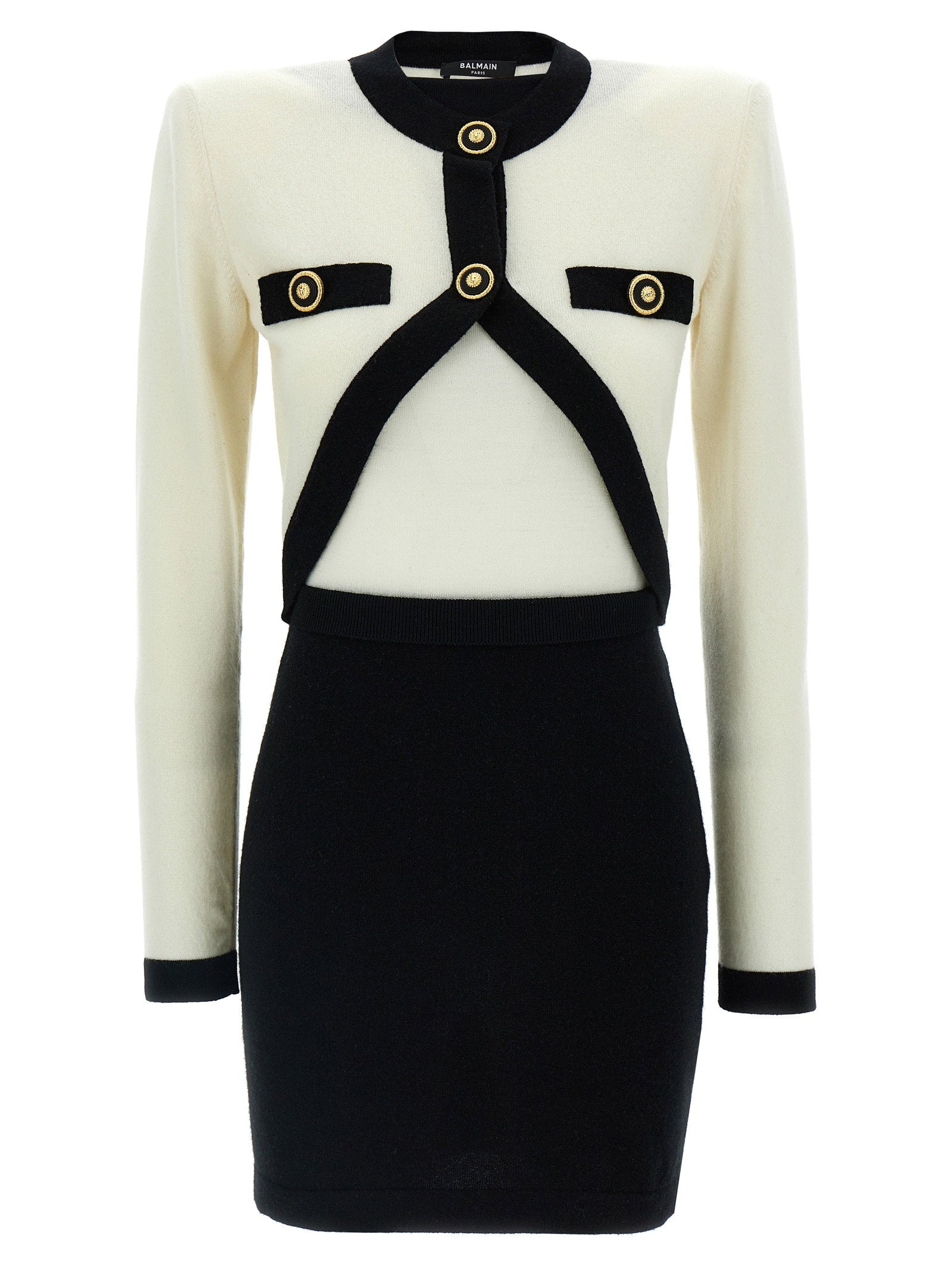 Balmain Filo Leone Catena Dress White/black