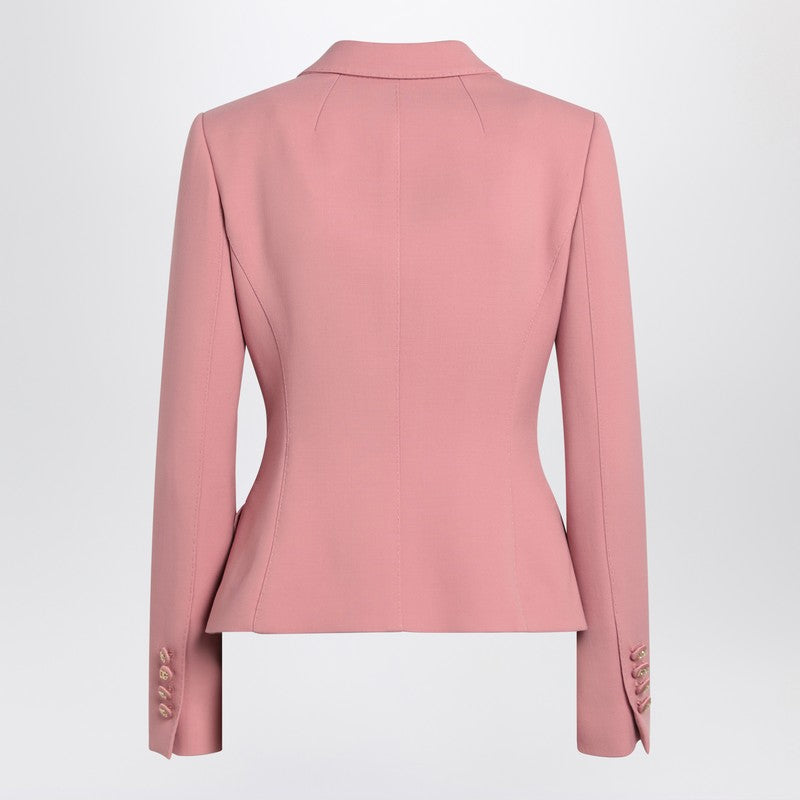 Dolce & Gabbana Single-Breasted Virgin Wool Blazer Pink