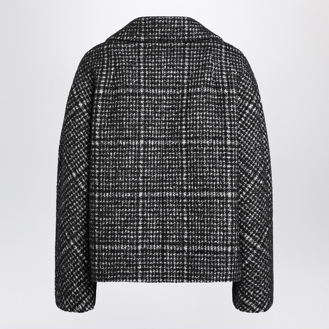 Dolce & Gabbana Black & White Houndstooth Wool Double-Breasted Jacket Grey