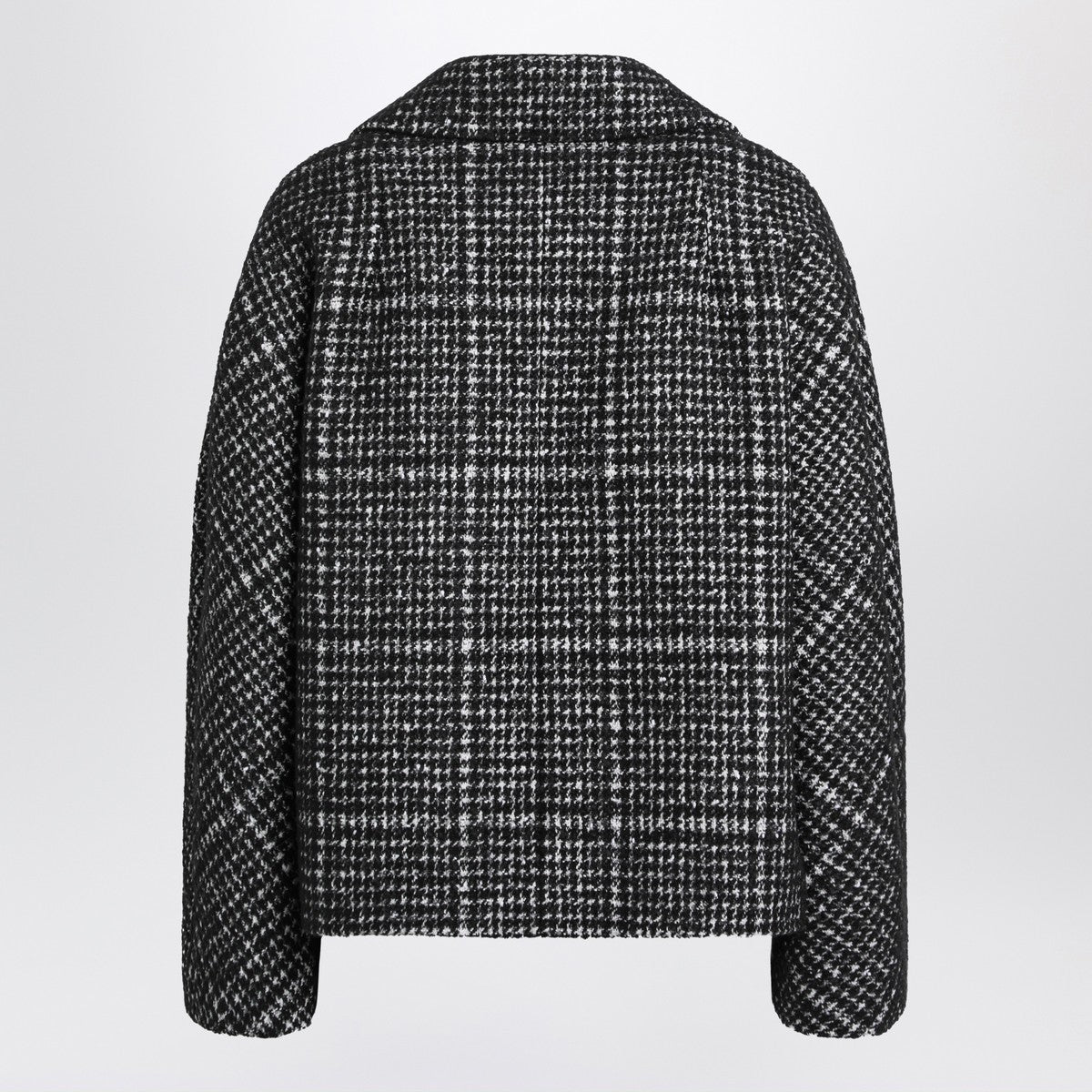 Dolce & Gabbana Black & White Houndstooth Wool Double-Breasted Jacket Grey