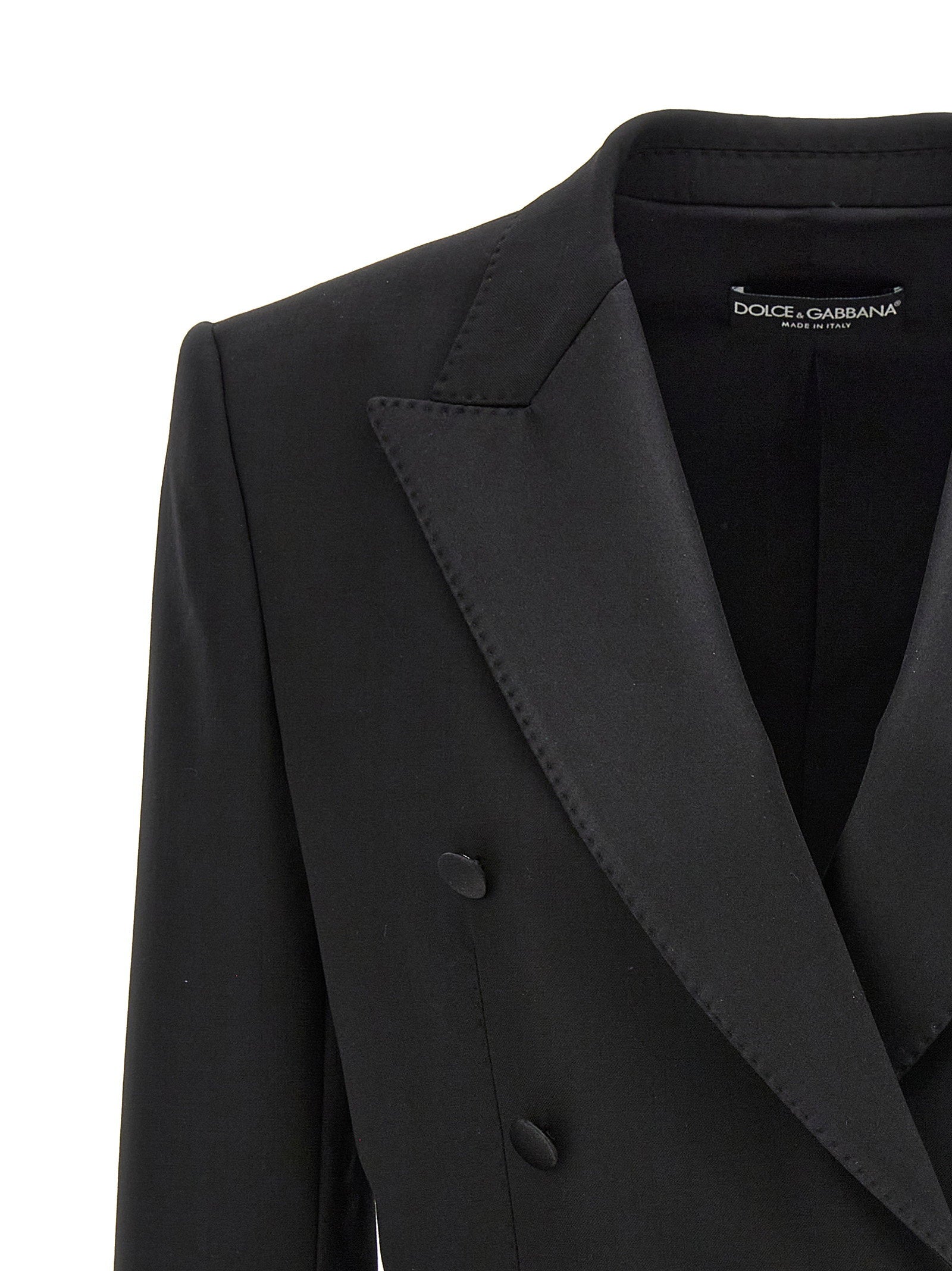 Dolce & Gabbana Tuxedo Crop Blazer Black