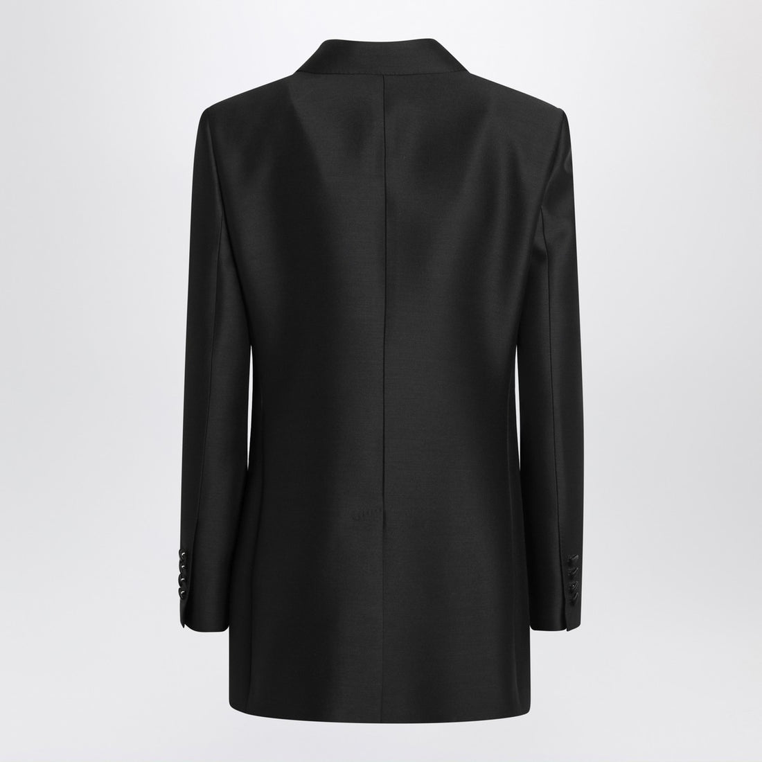 Dolce & Gabbana Black Double-Breasted Wool Jacket with Pointed Lapels Black