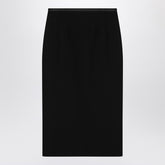 Dolce & Gabbana Black Wool Crêpe Pencil Skirt with Satin Trim Black