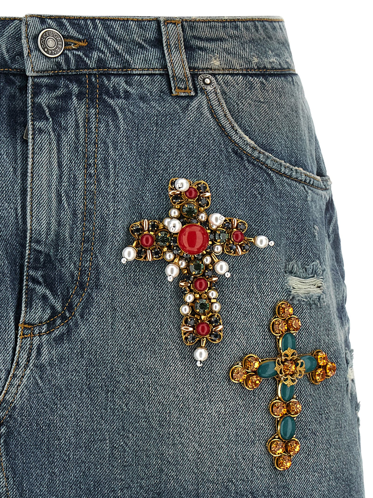 Dolce & Gabbana Embroidery Skirt Blue