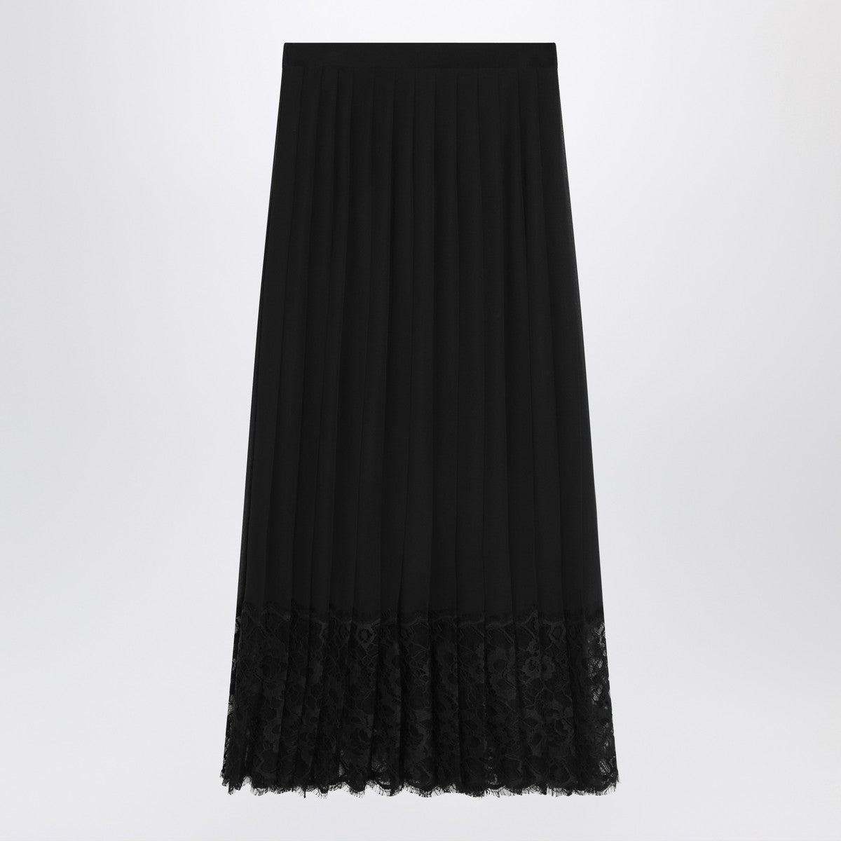 Dolce & Gabbana Midi pleated chiffon and lace skirt black Black