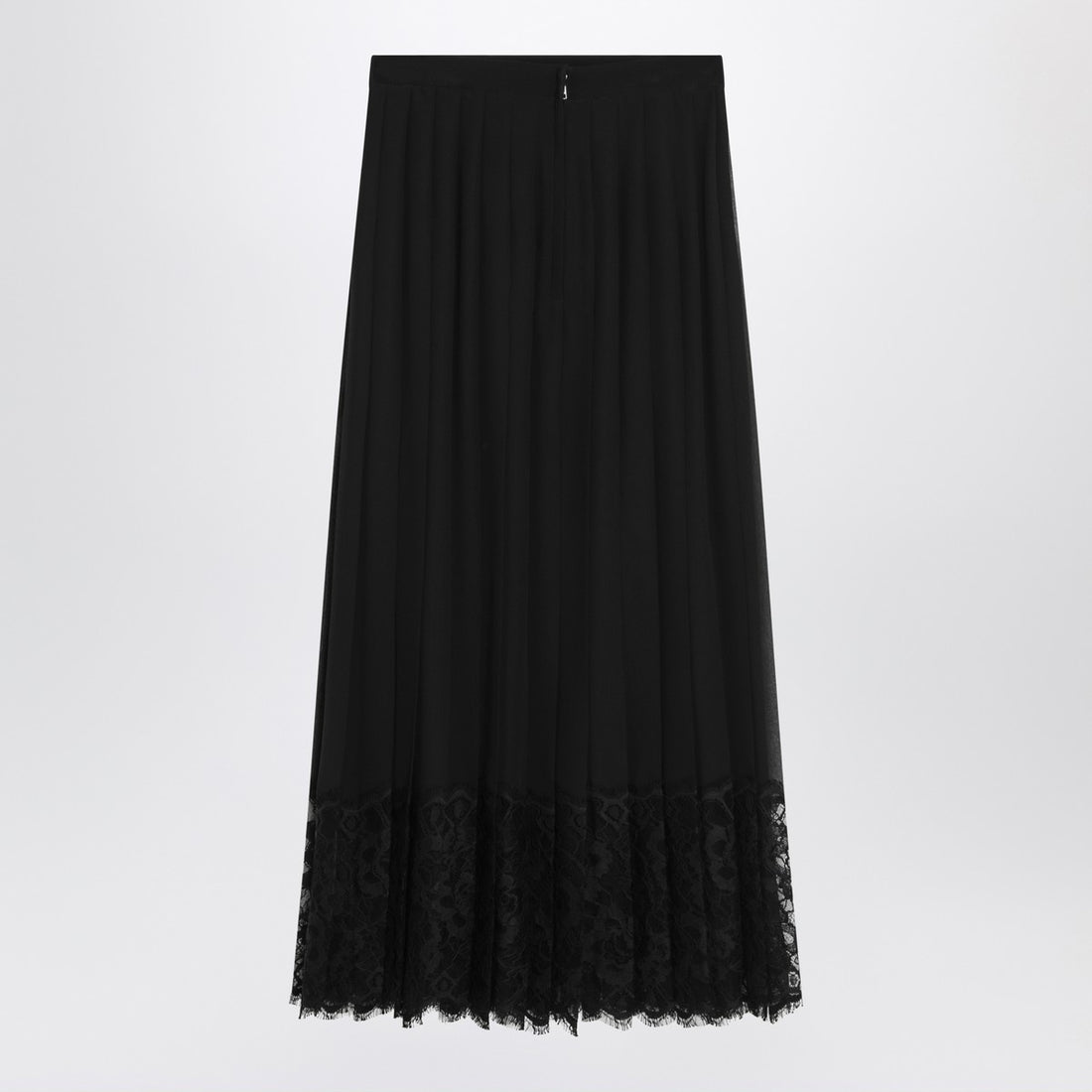 Dolce & Gabbana Midi pleated chiffon and lace skirt black Black