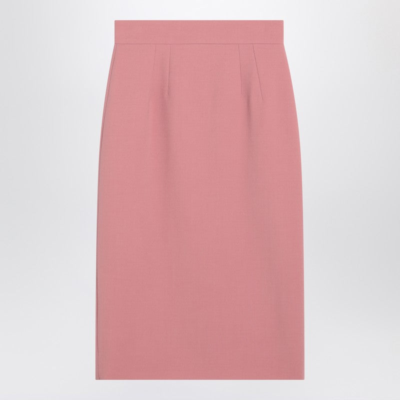 Dolce & Gabbana Powder Pink Virgin Wool High-Waist Pencil Skirt Pink
