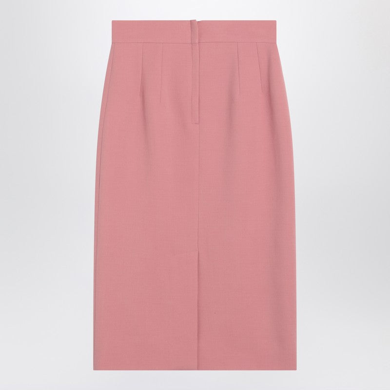 Dolce & Gabbana Powder Pink Virgin Wool High-Waist Pencil Skirt Pink