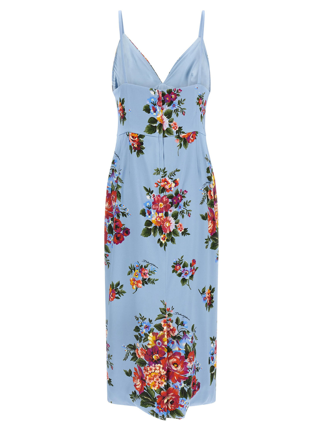 Dolce & Gabbana Mazzo Di Fiori Print Dress Light blue