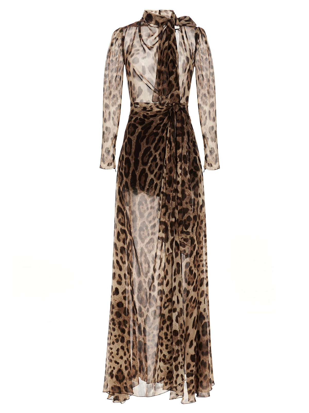 Dolce & Gabbana Silk Blend Dress Brown