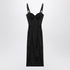 Dolce & Gabbana Black Satin Corset Midi Dress Black
