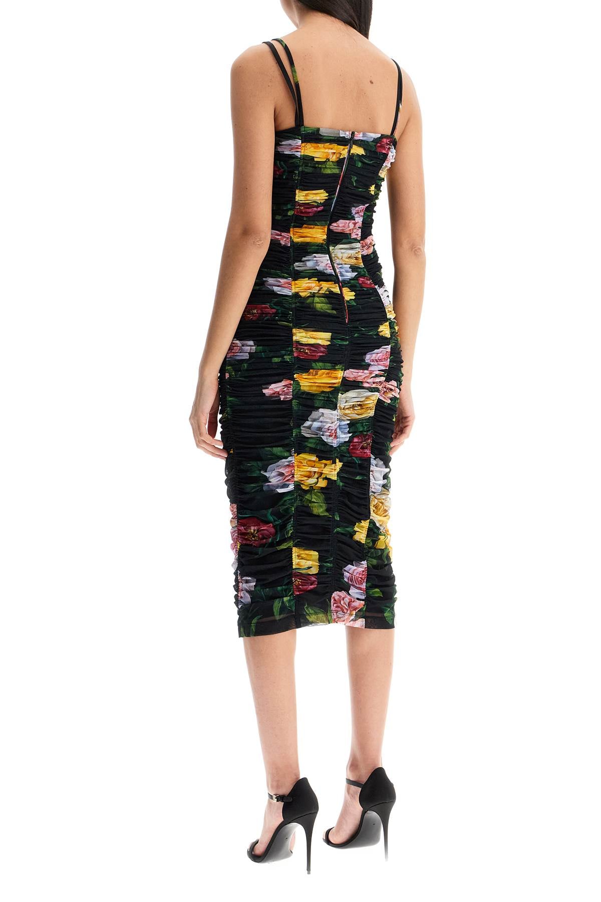 Dolce & Gabbana Floral Midi Synthetic Dress Black