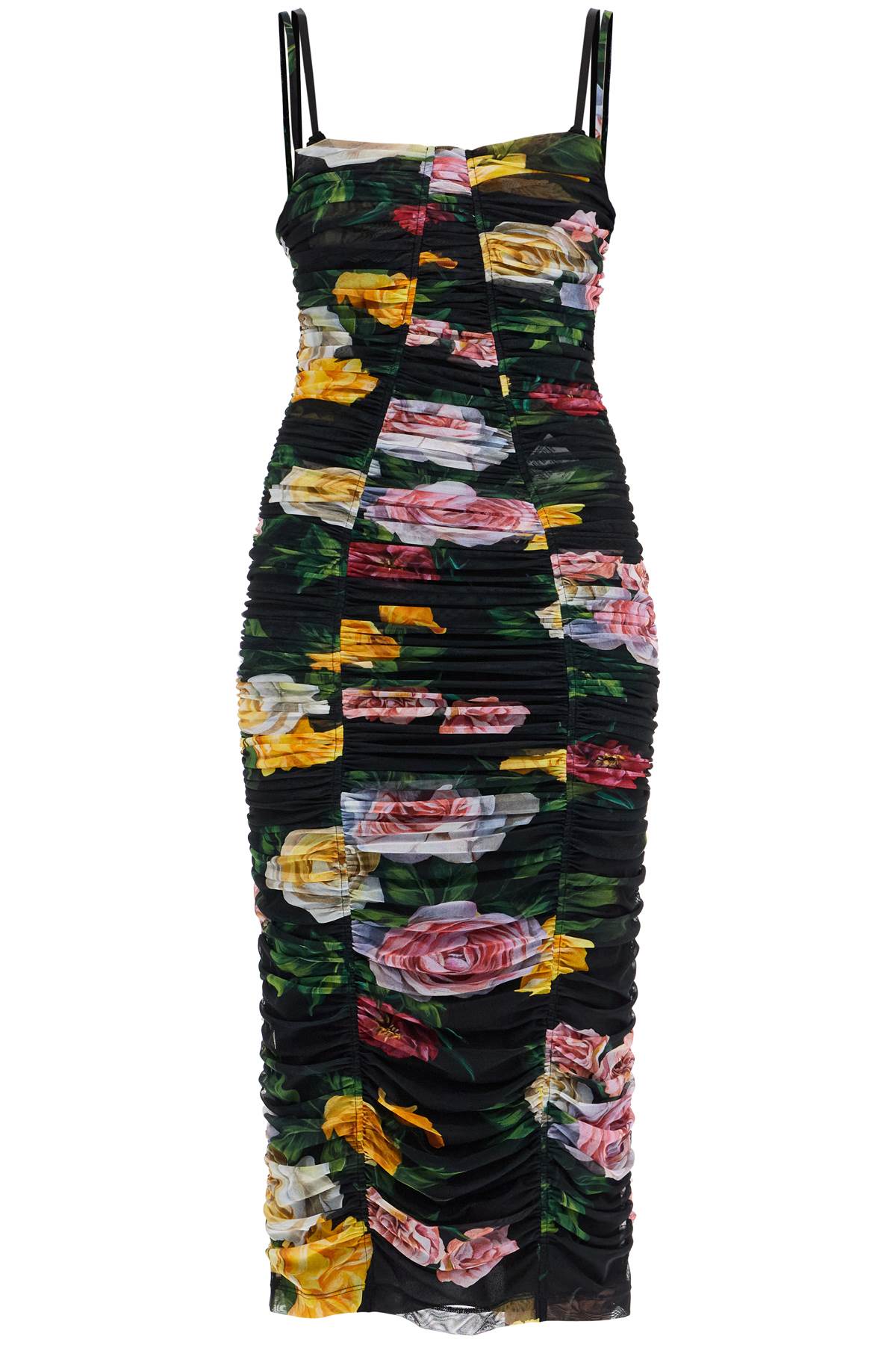 Dolce & Gabbana Floral Midi Synthetic Dress Black