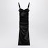 Dolce & Gabbana Draped Stretch-Satin Midi Dress with Bra Detail Black