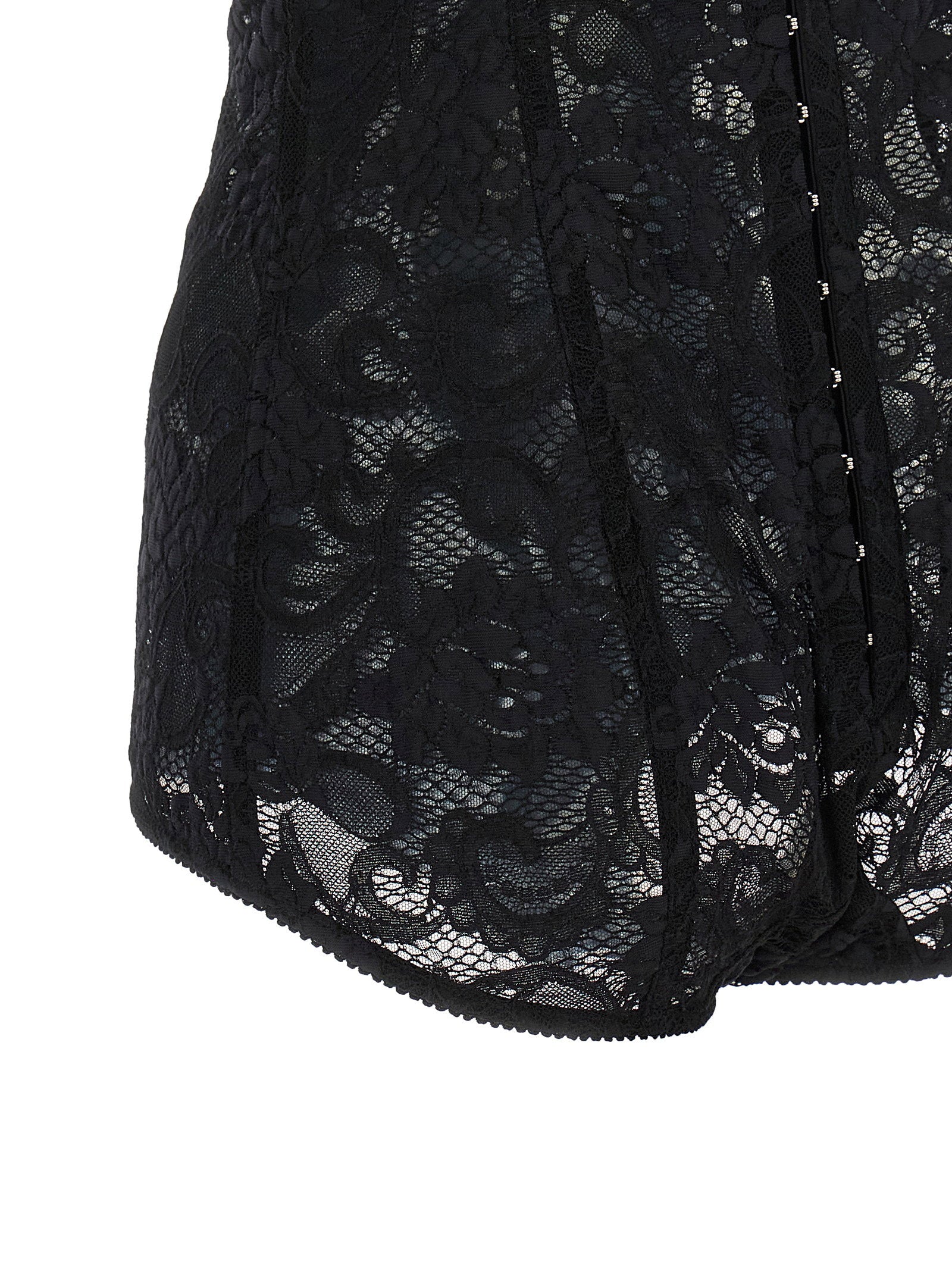 Dolce & Gabbana Satin And Lace Corsetry Bodysuit Black