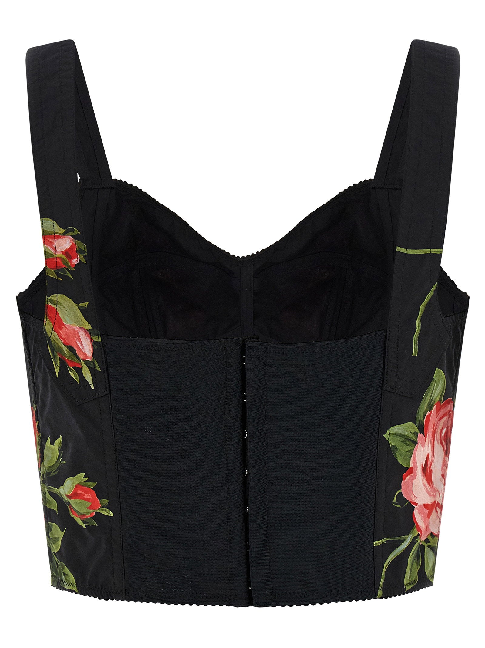 Dolce & Gabbana Bouquet Rose Bustier Top Black