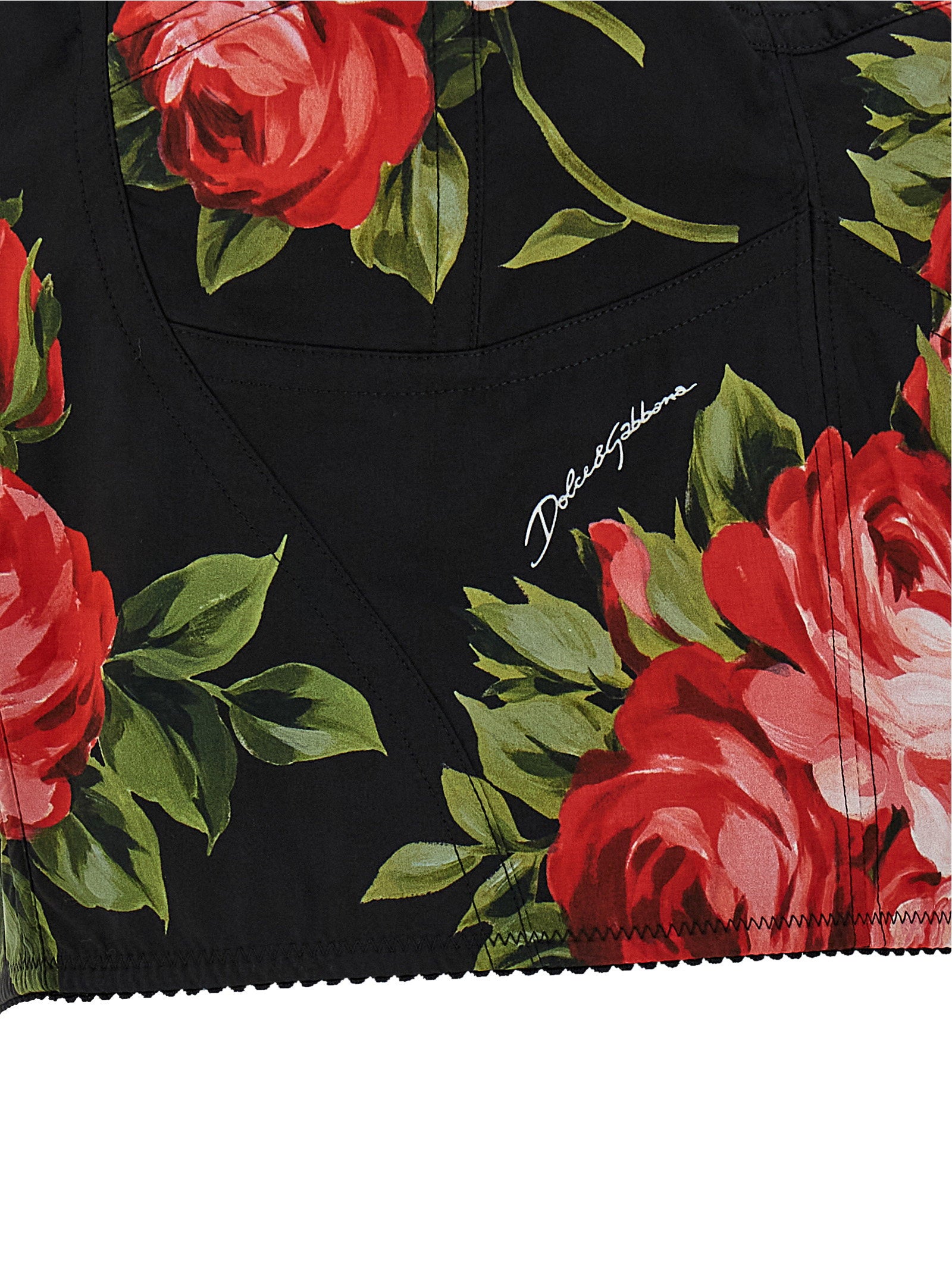 Dolce & Gabbana Bouquet Rose Bustier Top Black