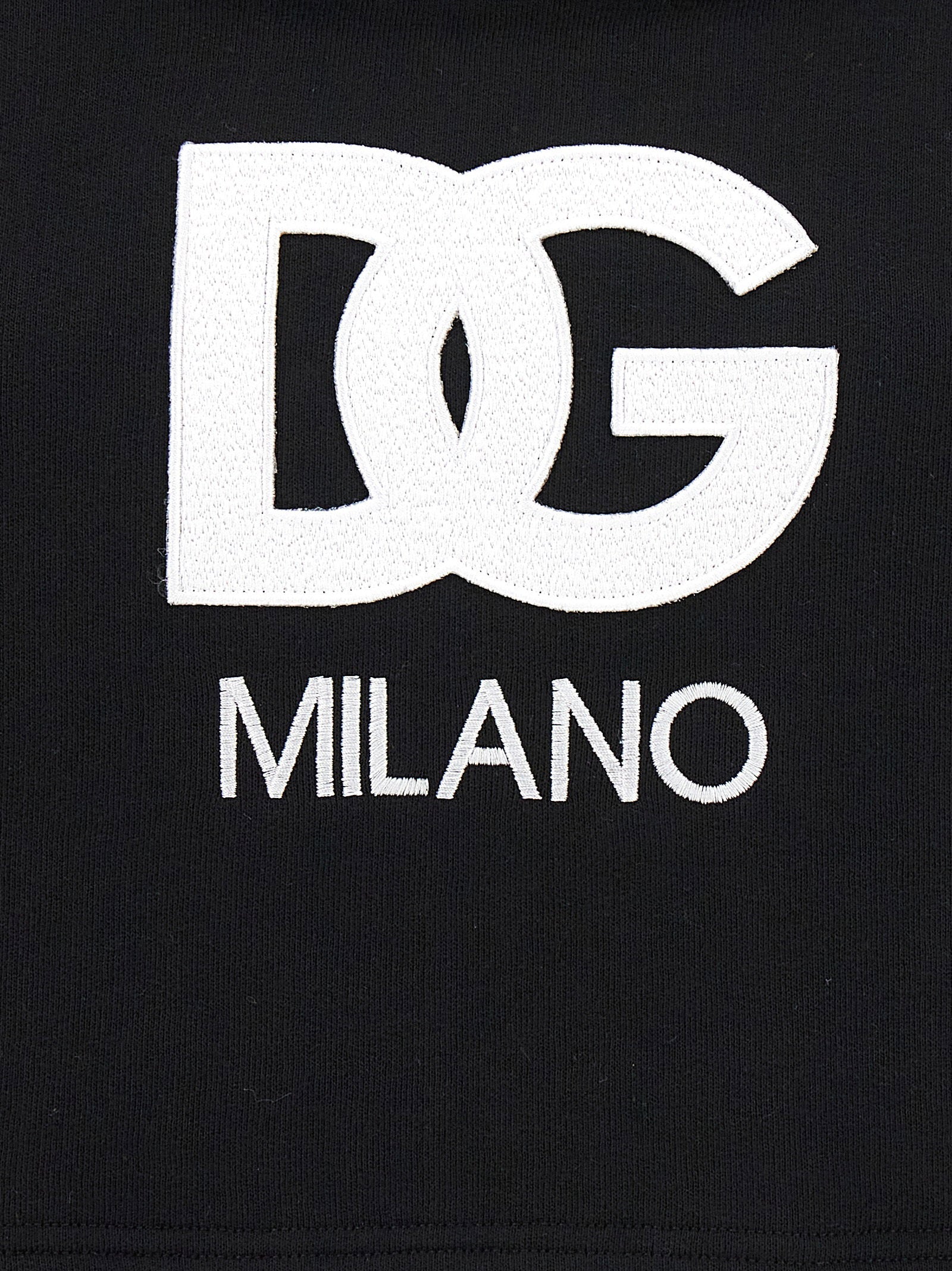 Dolce & Gabbana Logo Embroidery Cropped Hoodie Black