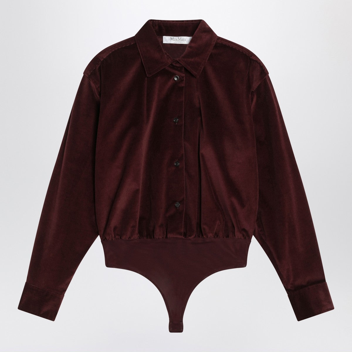 Max Mara Cherry Velvet Bodysuit Shirt Burgundy
