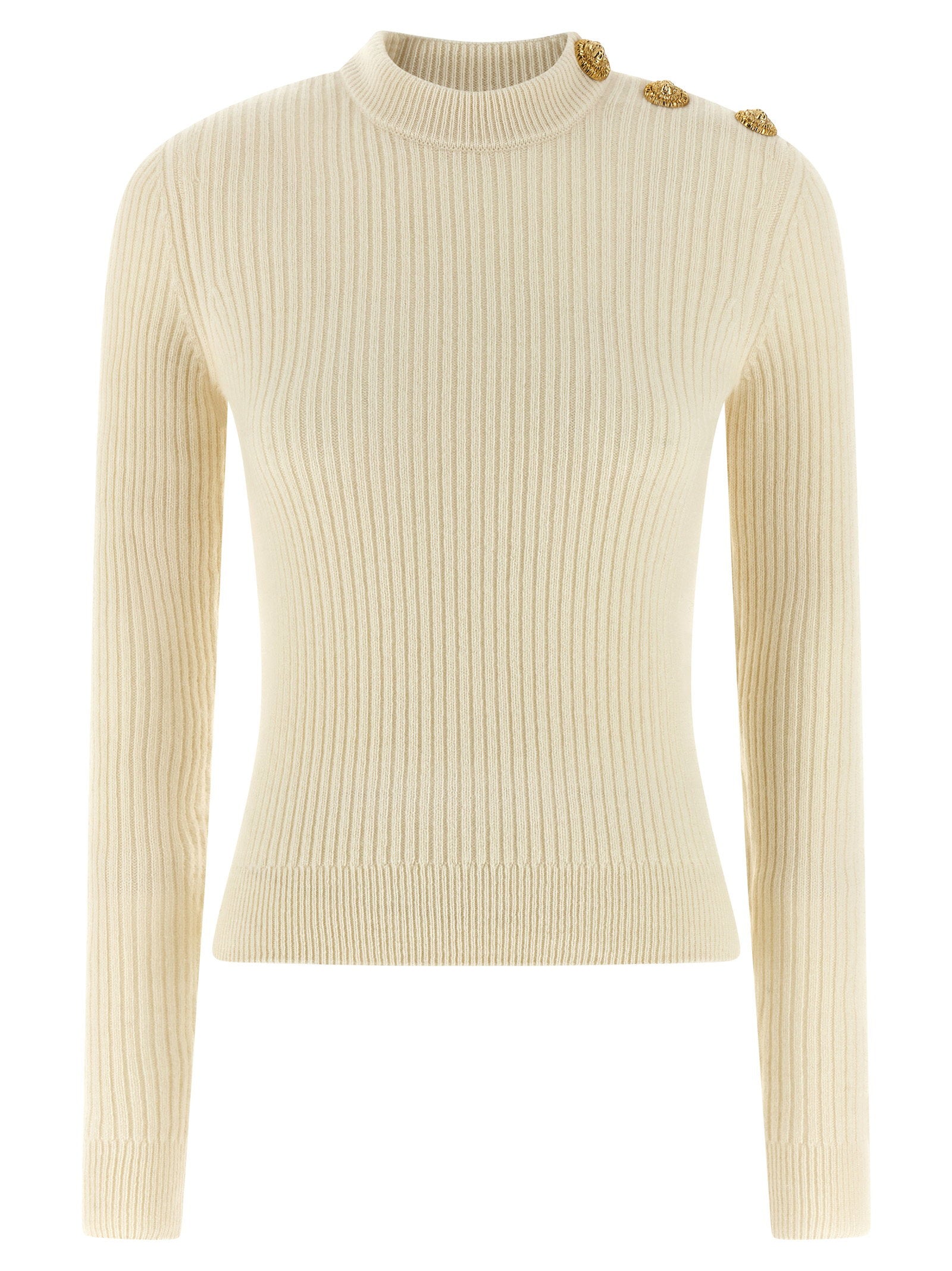 Balmain Ribbed Sweater White