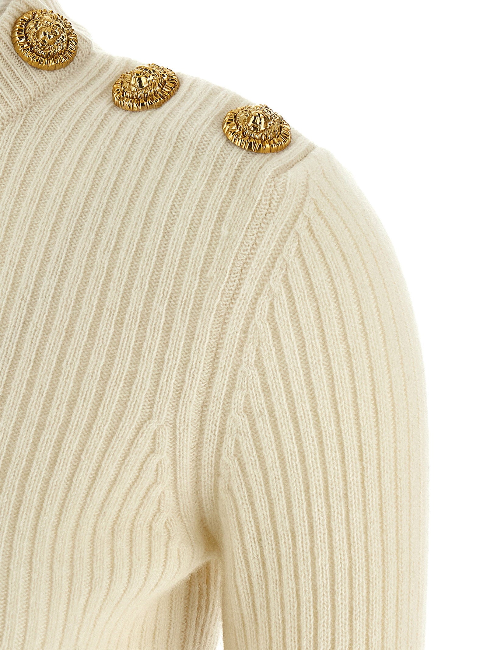 Balmain Ribbed Sweater White