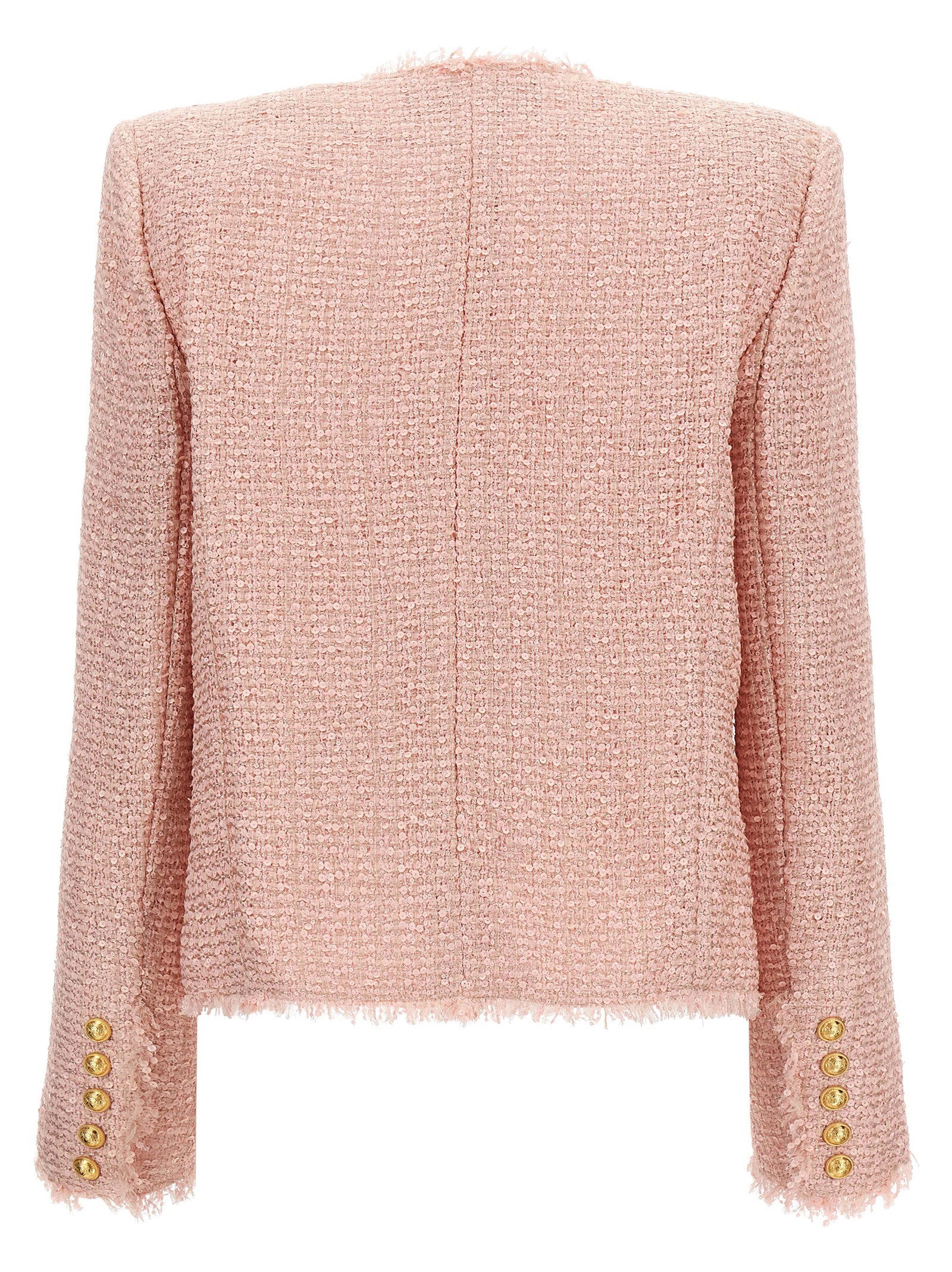 Balmain Sequin Tweed Blazer Pink