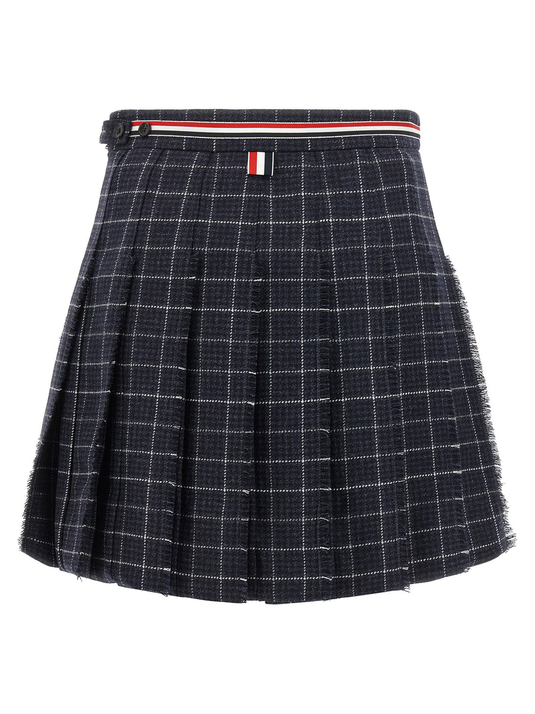 Thom Browne Rwb Pleated Tweed Skirt Blue