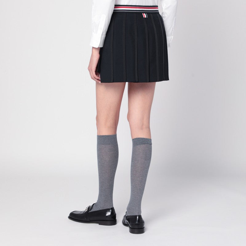 Thom Browne Black asymmetric ruffled wool-blend mini skirt Black