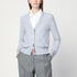 Thom Browne Light Grey Cotton and Silk Cardigan with Tricolour Detail grey
