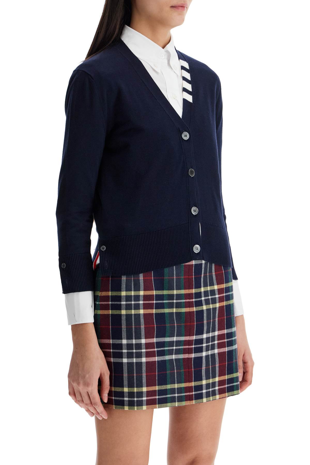 Thom Browne cotton 4-bar Cardigan Blue