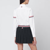 Thom Browne White Cotton Poplin Shirt with Grosgrain Sleeve Detail White