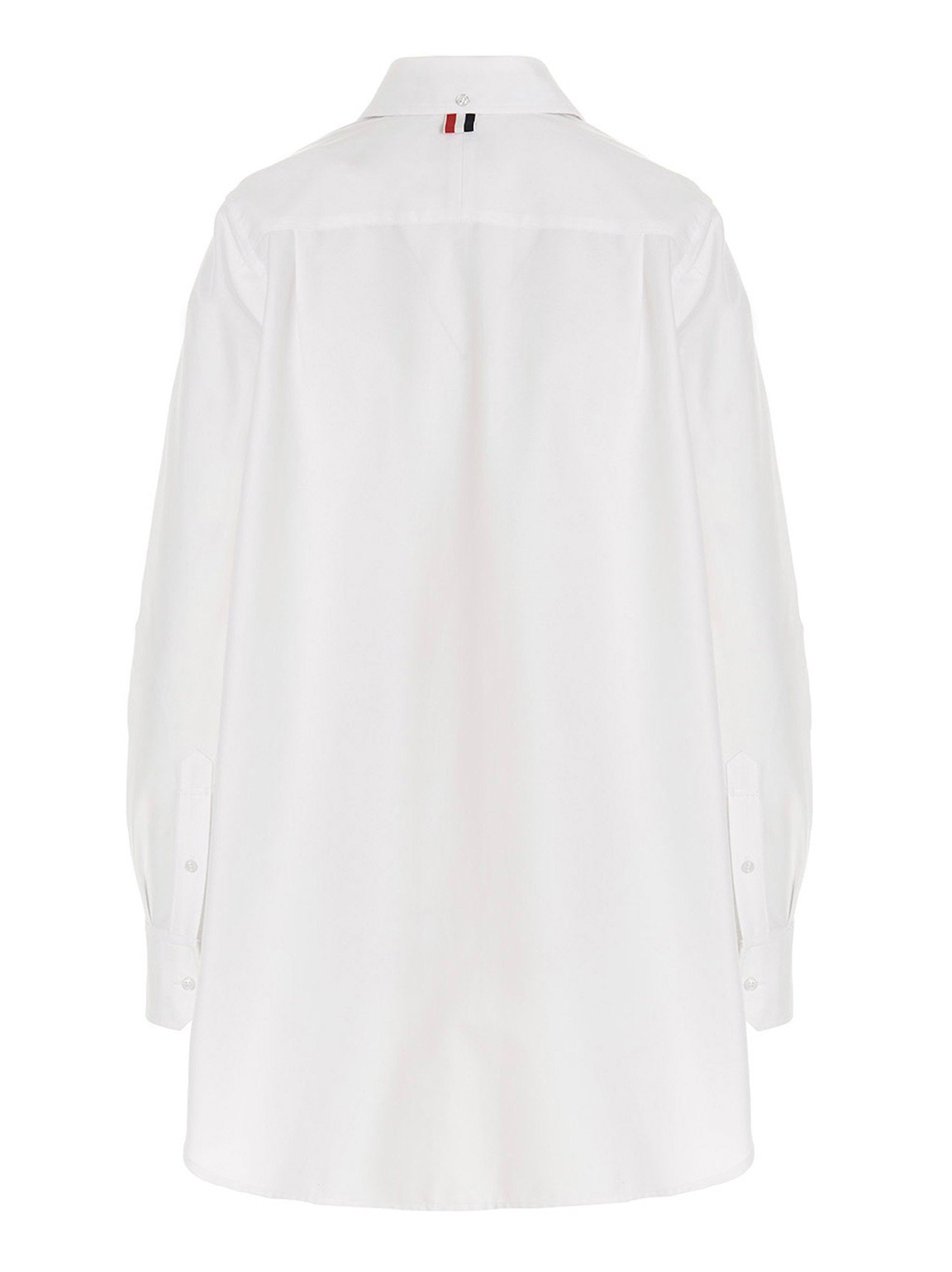 Thom Browne Logo Pussy Bow Blouse White