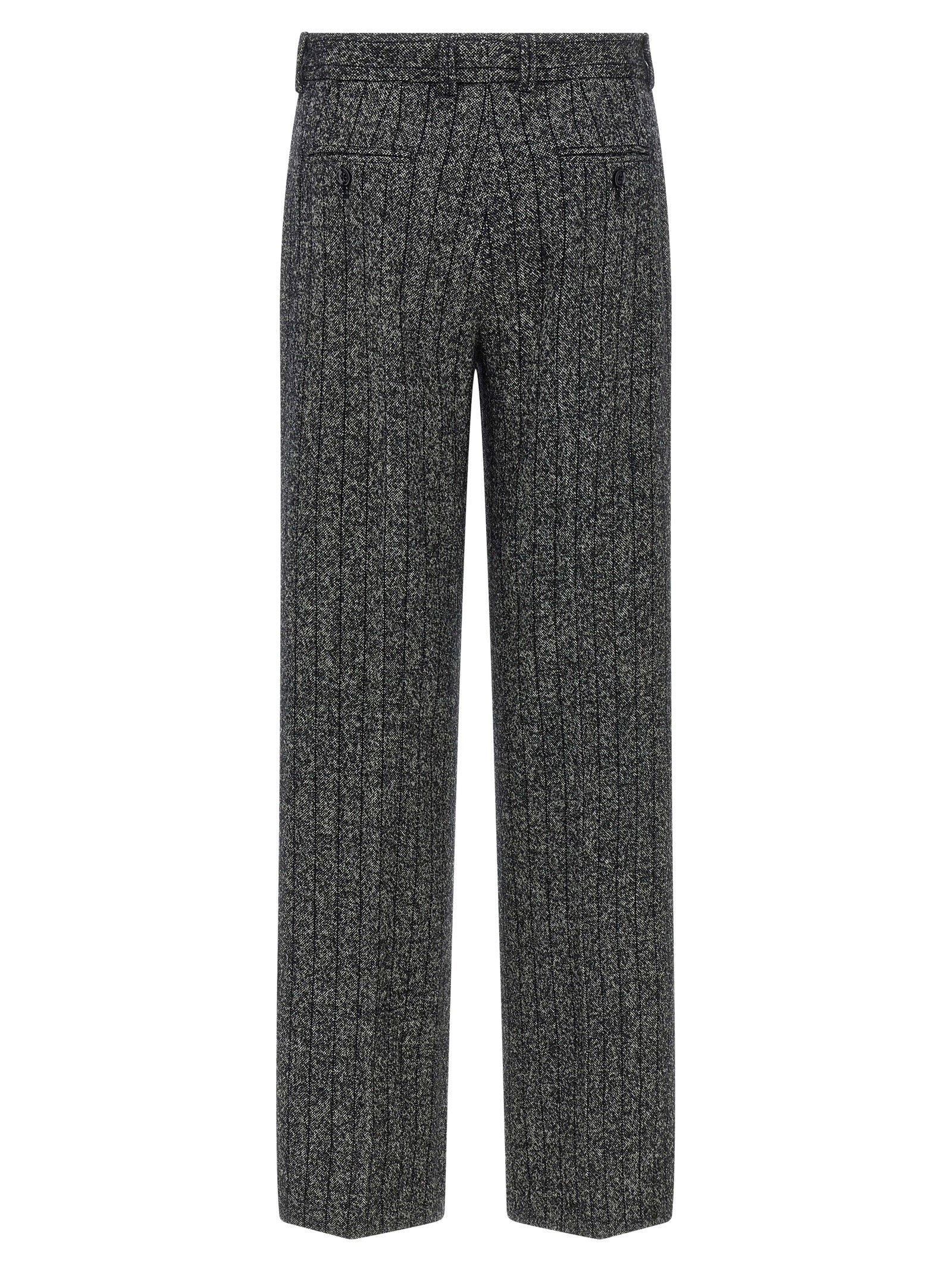 Dolce & Gabbana Striped Wool Pants White/black