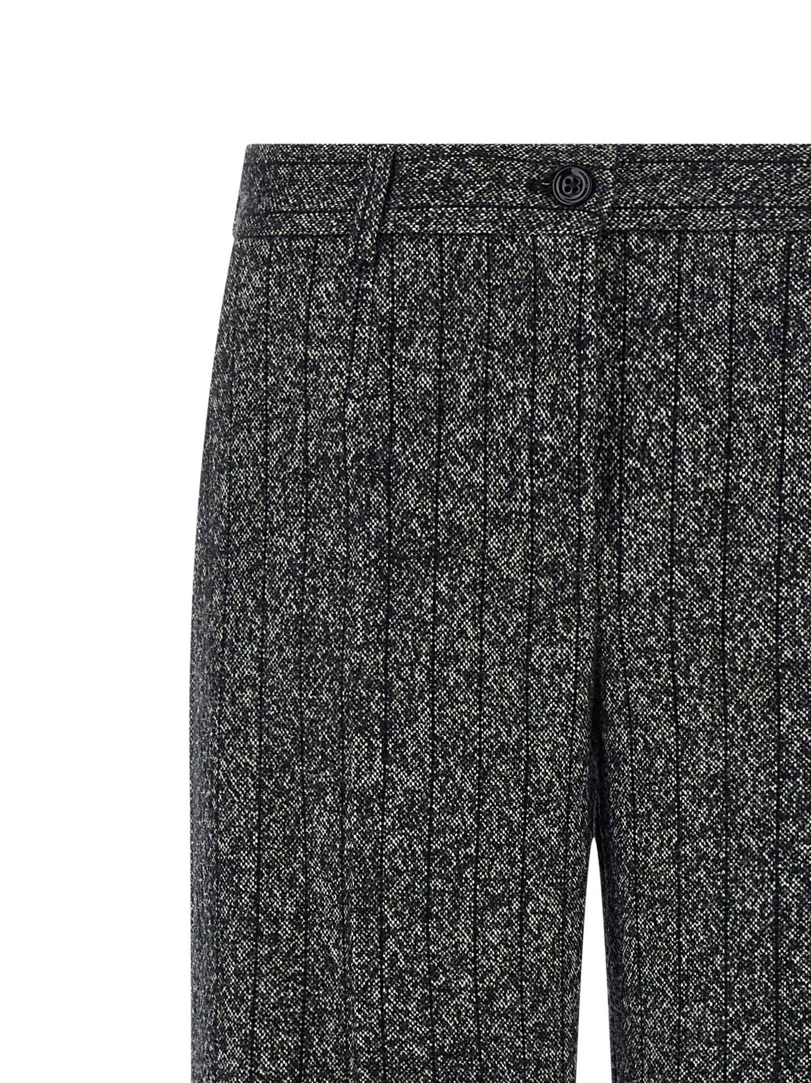 Dolce & Gabbana Striped Wool Pants White/black