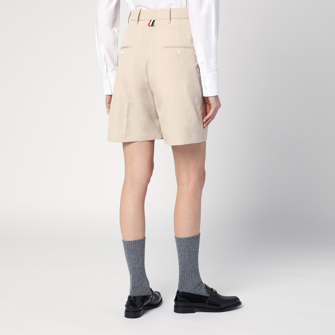 Thom Browne Khaki Cotton-Blend Bermuda Shorts with Tricolour Detail Green