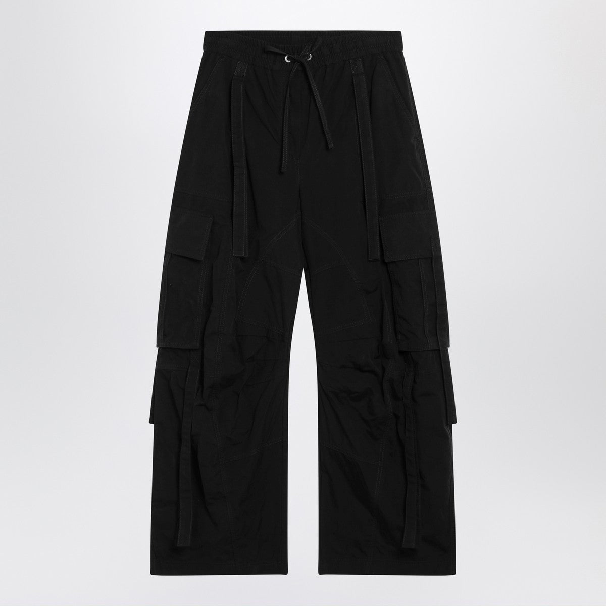 Dolce & Gabbana Black Waxed Faille Cargo Trousers Black