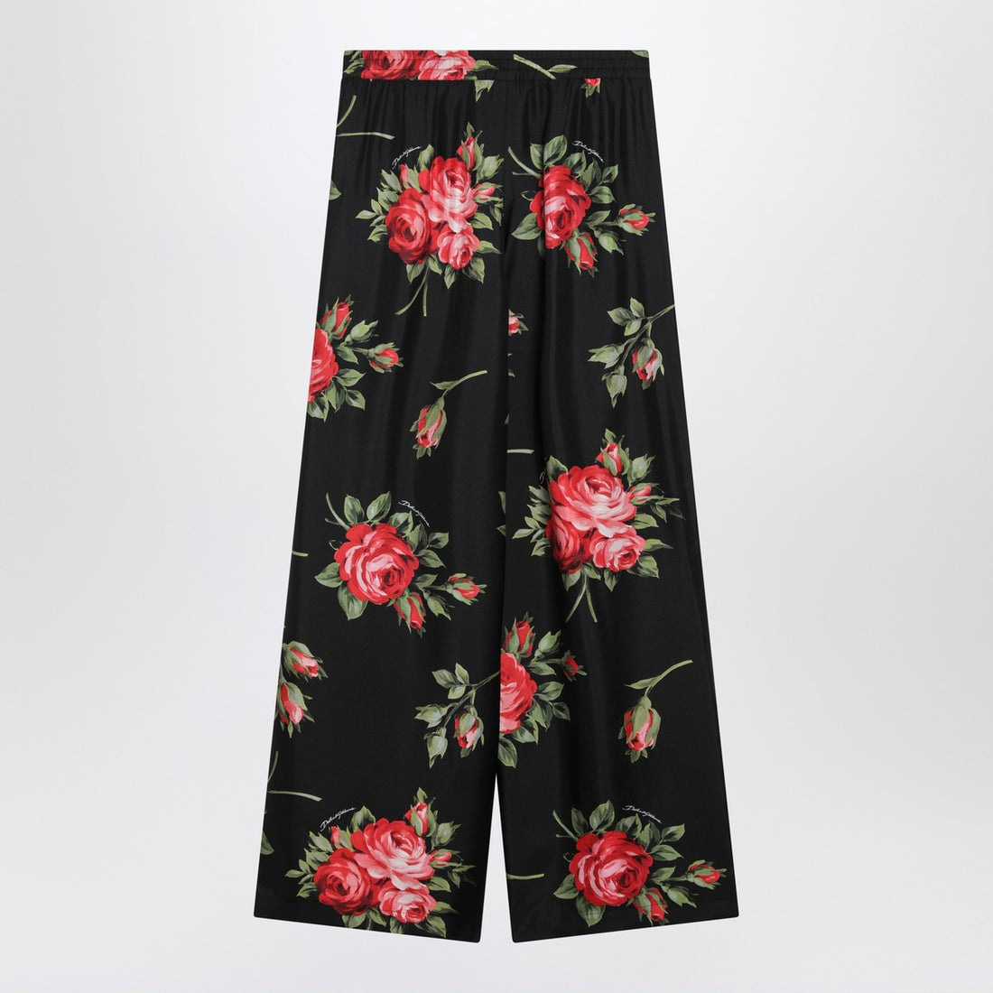 Dolce & Gabbana Wide Silk Twill Trousers Black