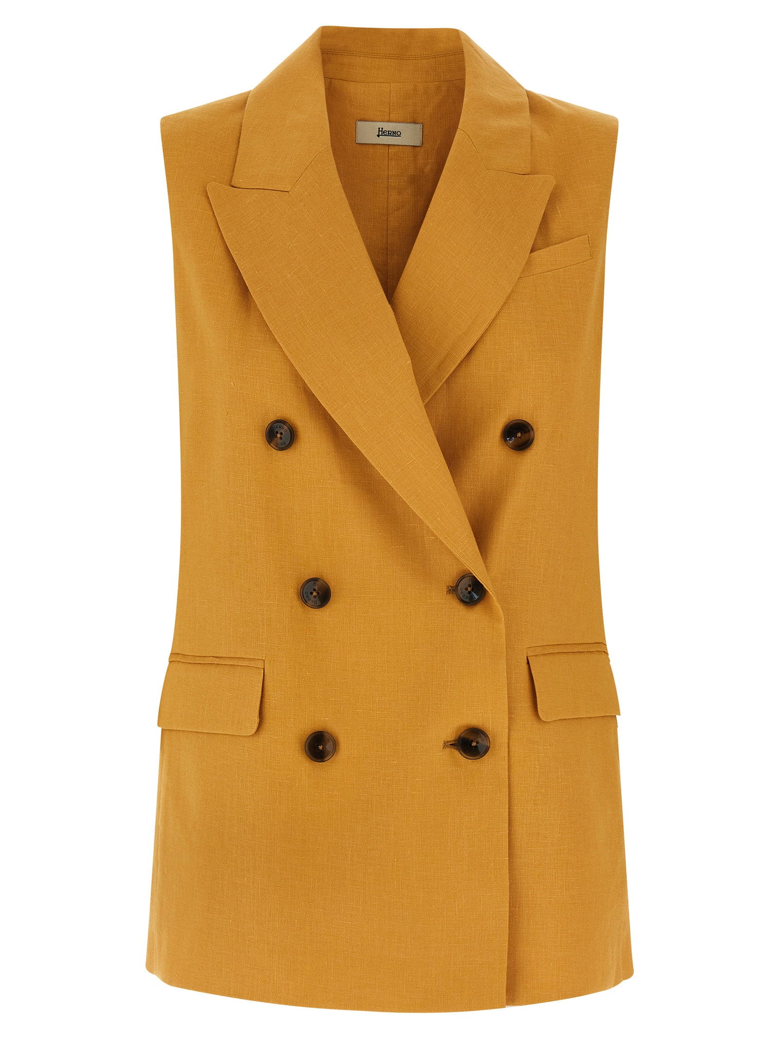 Herno Linen Vest Yellow