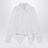 Max Mara White Stretch Cotton Poplin Shirt with Asymmetric Waist Ruffle White