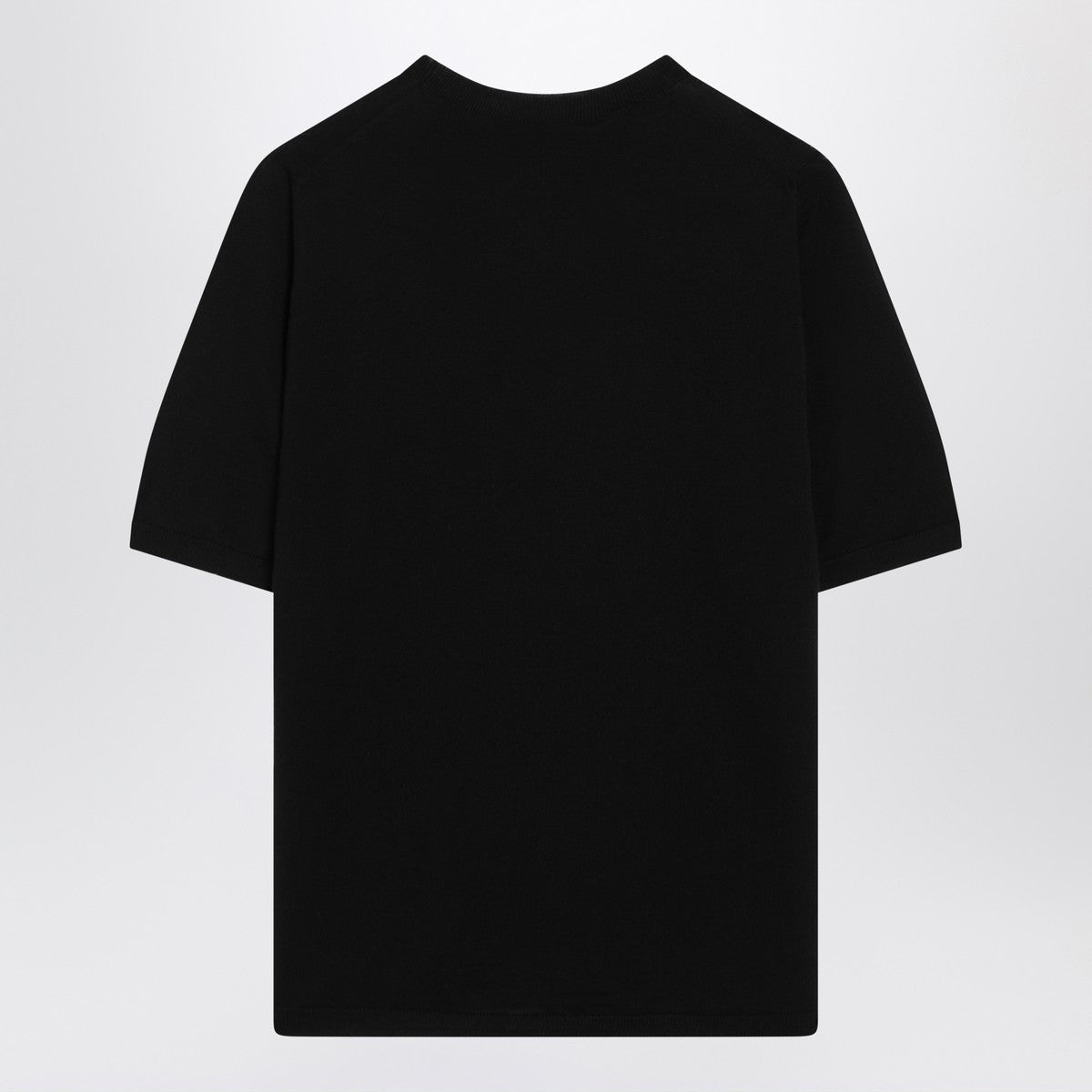 Max Mara Black Wool Crewneck Short Sleeve Sweater Black