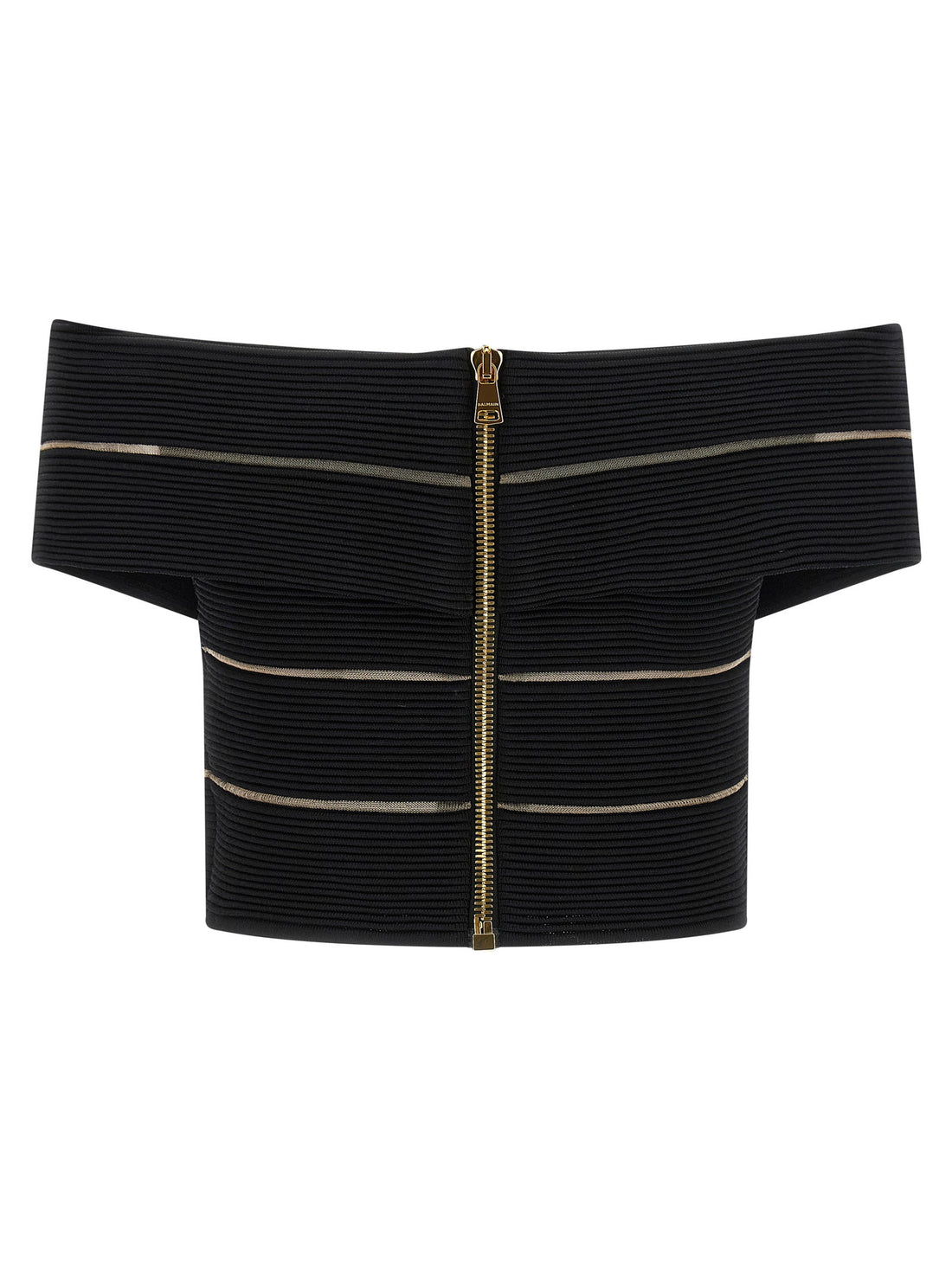 Balmain Off-the-shoulder Crop Top Black