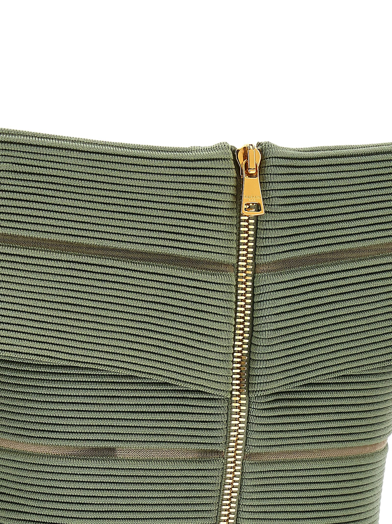 Balmain Off-the-shoulder Crop Top Green