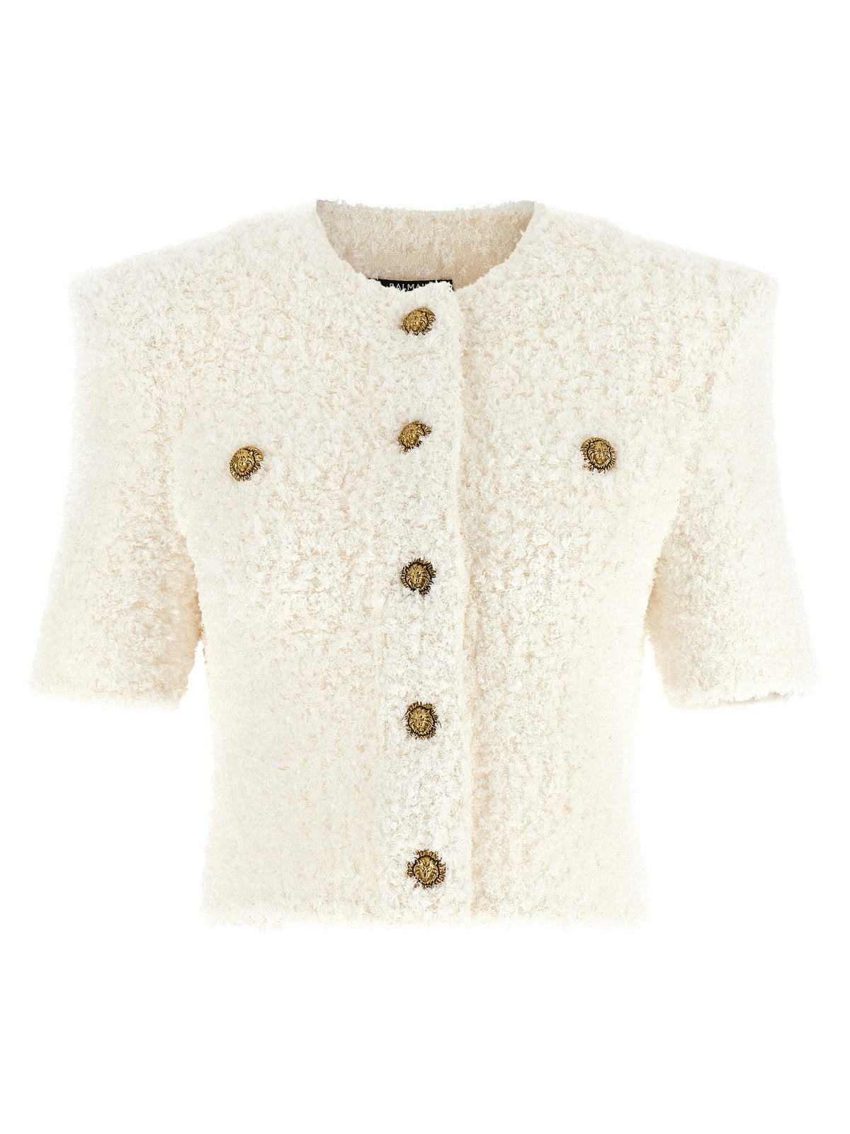Balmain Cardigan Tweed Plumetis White