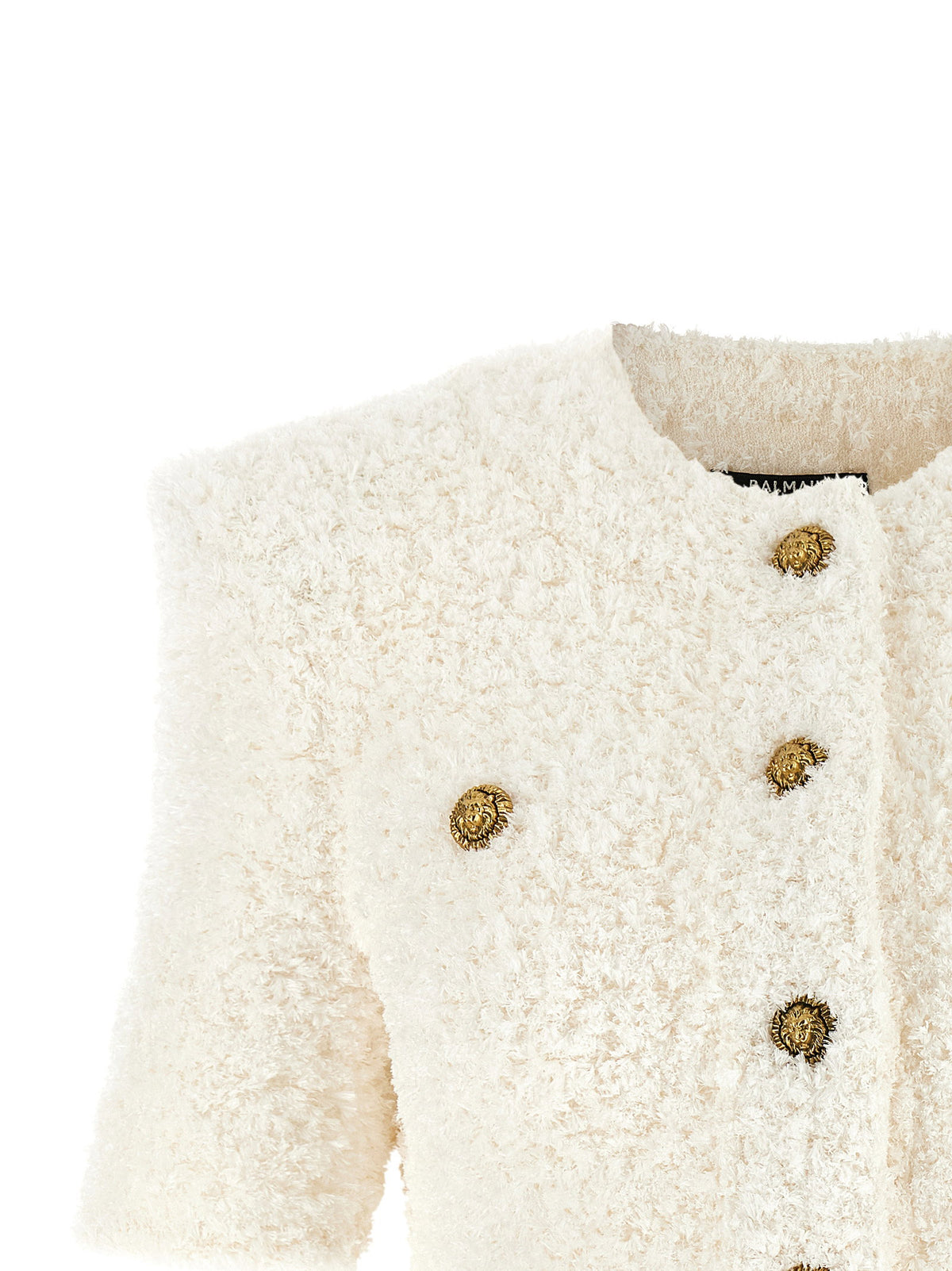 Balmain Cardigan Tweed Plumetis White