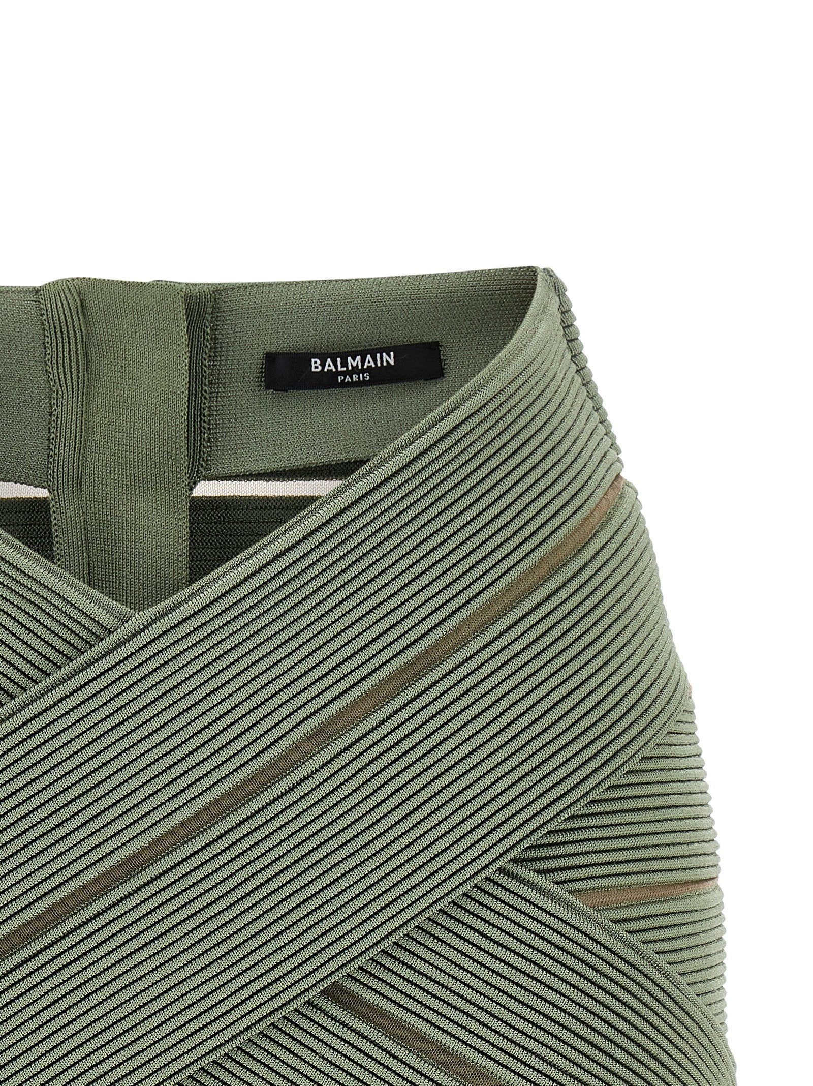 Balmain V-shaped Waist Skirt Green