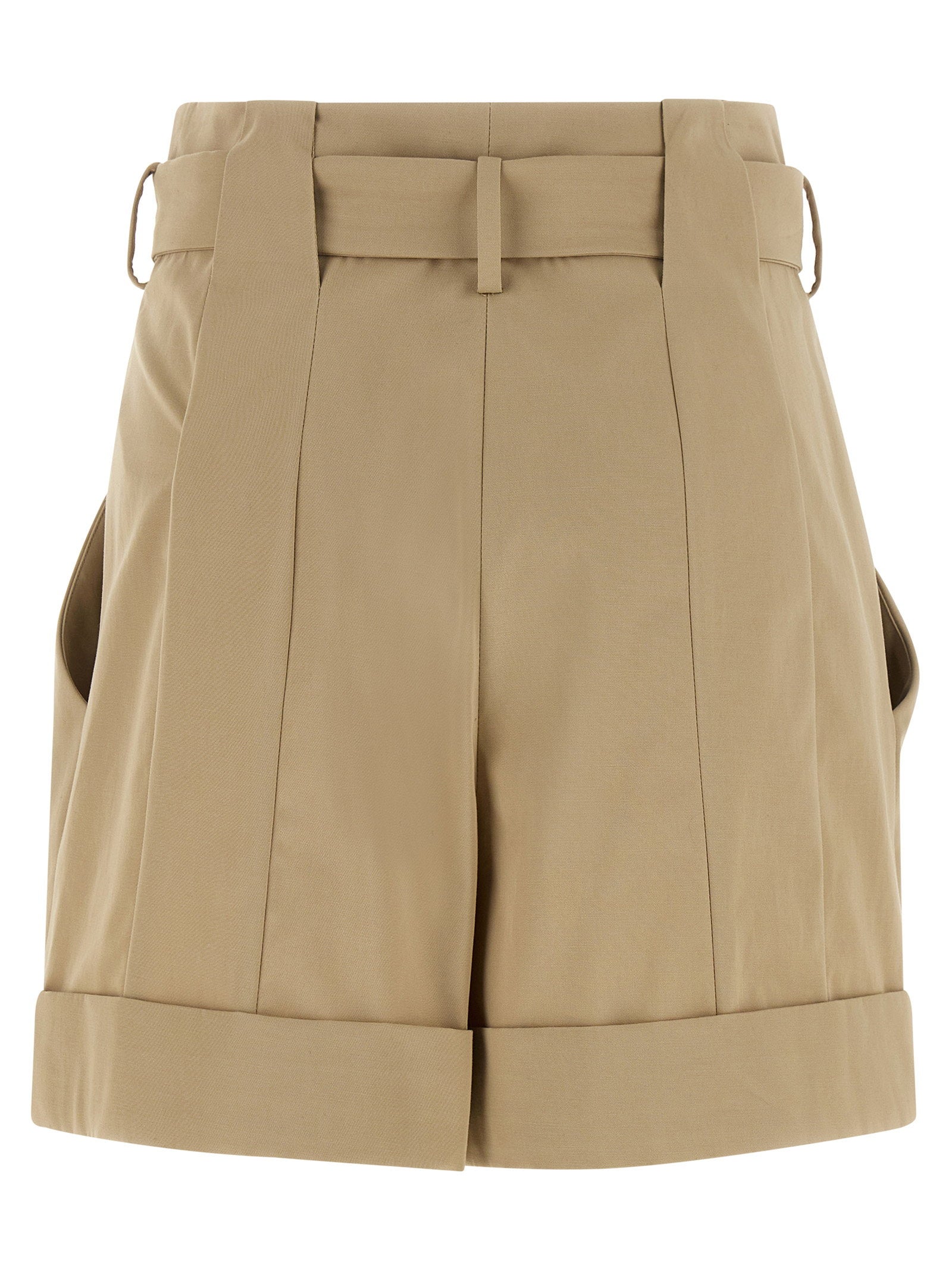 Balmain Anthem Buckle Shorts Beige